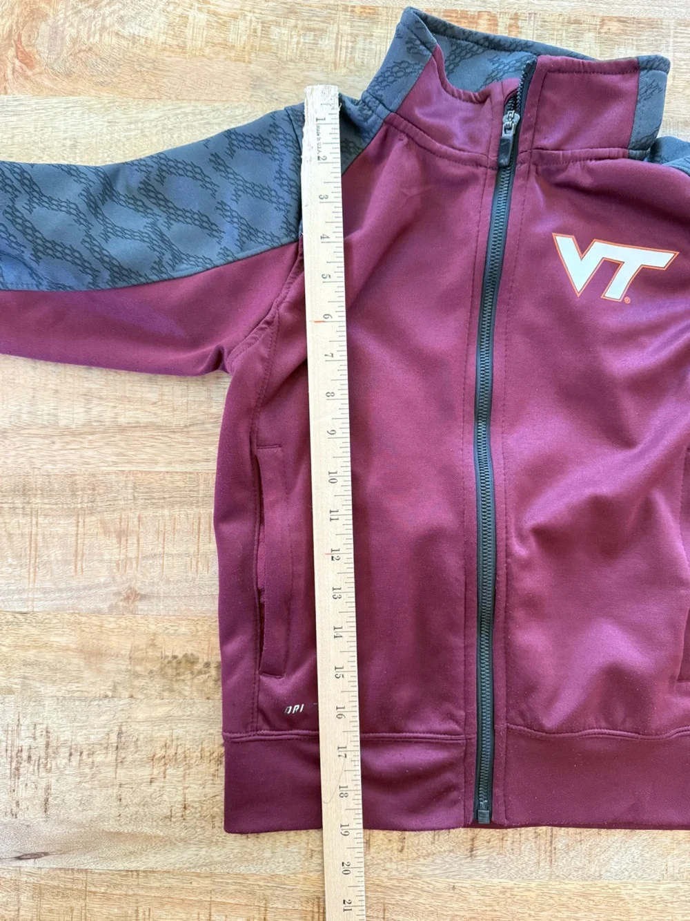 Nike Virginia Tech Hokies Dri-FIT Youth S Full Zip Jacket VT Maroon Gray